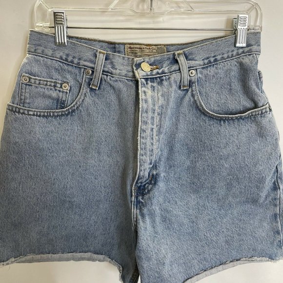 Vintage Abercrombie & Fitch Shorts Womens 10 High Rise Light Wash Denim Cotton - Picture 3 of 8